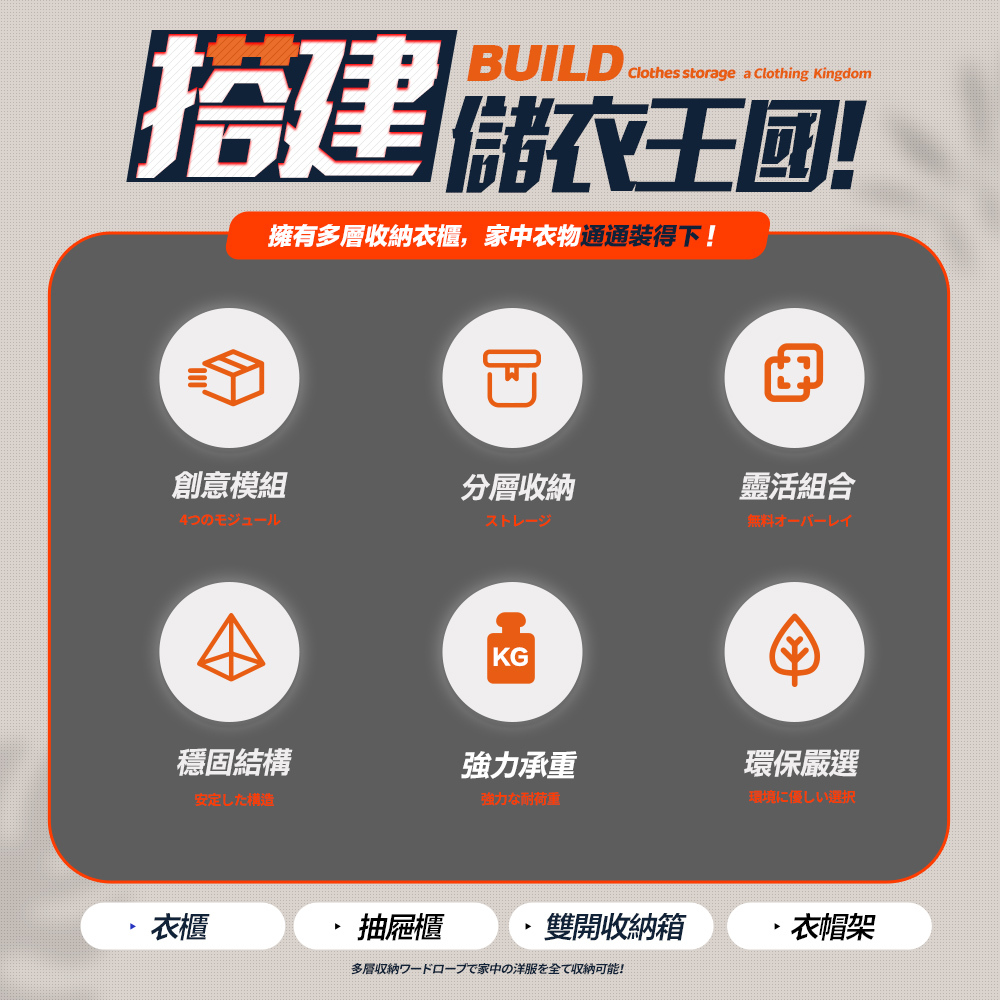 【FL生活+】百變模組折疊收納櫃-單層購(A-417-430)