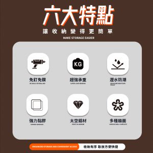 【FL生活+】航太鋁長形毛巾瀝水置物收納架-無痕貼款(A238/239/241)