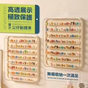 【FL生活+】無痕壁掛8層小型公仔透明展示盒(A-459)
