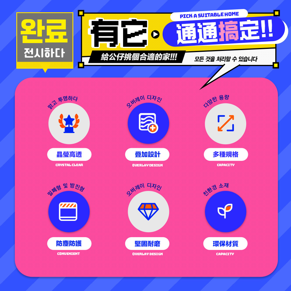 【FL生活+】潮玩全透明磁吸門展示盒