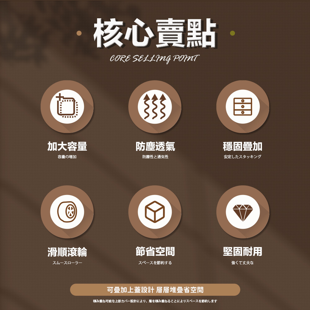 【FL生活+】 加厚可疊加防塵附輪收納盒系列(A323-327)